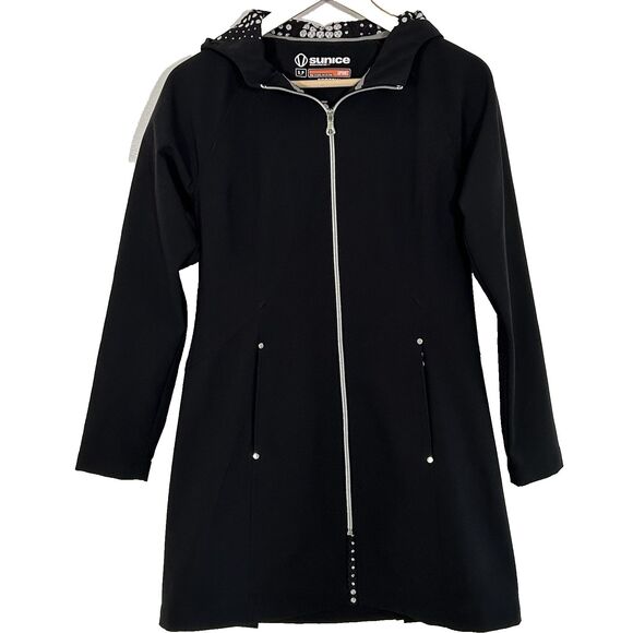 Sunice Sport Jacket Womens Size Small Protek Hooded Black Golf Outdoors Zip - Picture 1 of 9